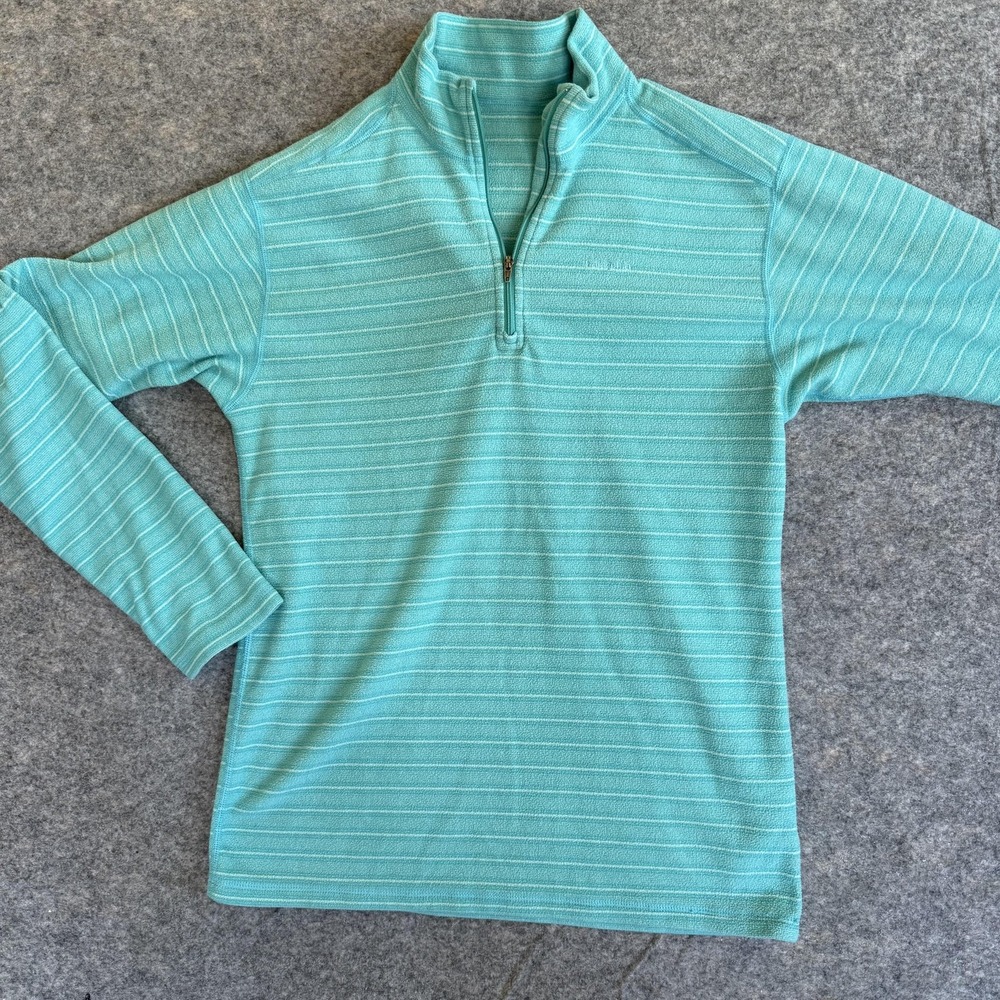 Patagonia Pullover Youth XXL Turquoise 1/4 Zip Fleece Striped Outdoor Warm Layer